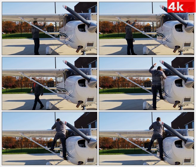 4K0954国外进行飞机安检维护飞行员高清实拍视频素材