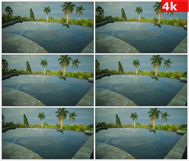 4K0967海边休闲度假游泳池棕榈树高清实拍视频素  材