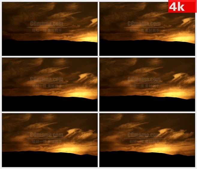 4K1028黄昏远山剪影自然风景高清实拍视频素材