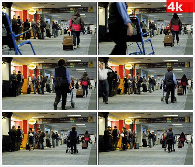 4K1037机场旅客速食店排队高清实拍视频素材