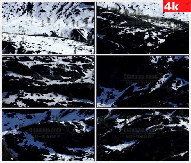 4K1039积雪雪山覆盖树林快速移动镜头高清实拍视频素材