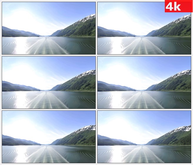 4K0986航道航线阿拉斯加山脉风景河流水波高清实  拍视频素材