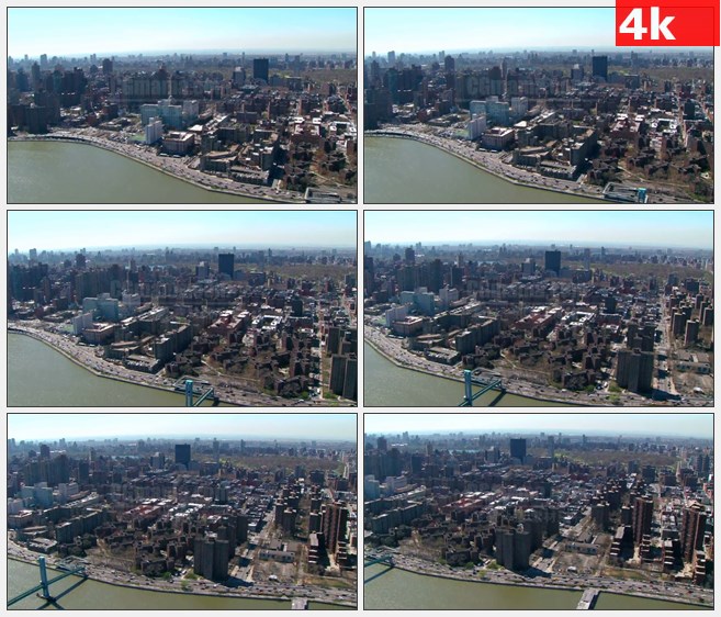 4K0988航拍城市曼哈顿高清实拍视频素材