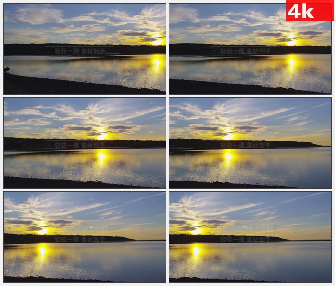 4K1047郊外河滩夕阳高清实拍视频素材