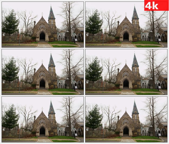 4K1050教堂附近的河谷公园老教堂高清实拍视频素材