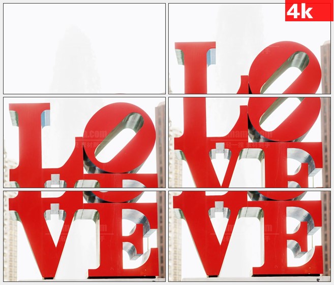 4K1068巨型love钛金字体高清实拍视频素材