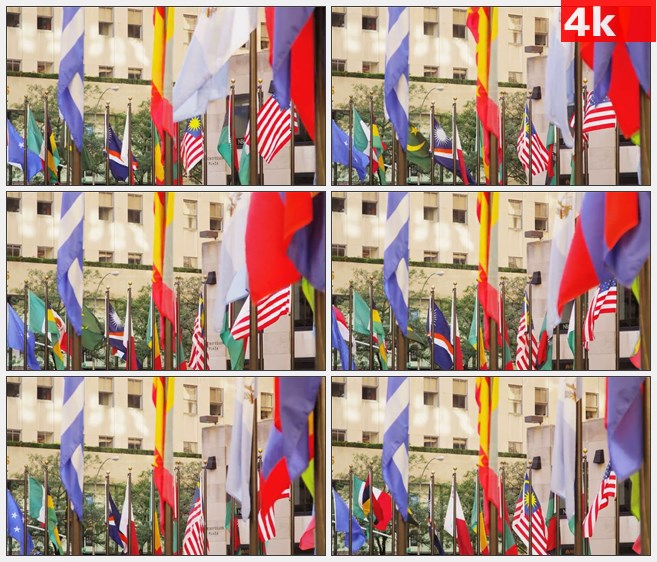 4K1122洛克菲勒中心的旗帜高清实拍视频素材