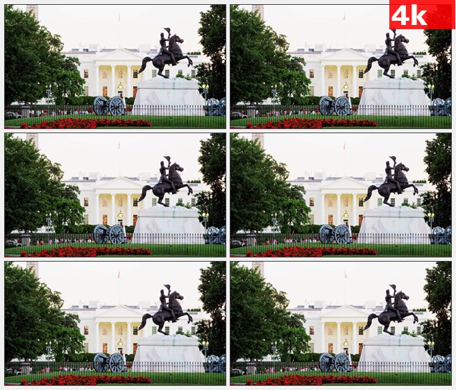 4K1126美国白宫国会花坛雕塑高清实拍视频素材