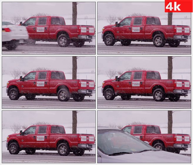 4K1129美国暴风雪卡车困住高清实拍视频素材