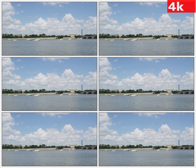 4K1094林肯纪念堂河岸游船高清实拍视频素材