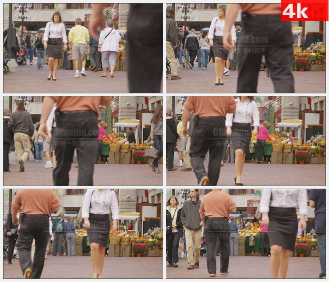 4K1135美国波士顿市场的人们高清实拍视频素材