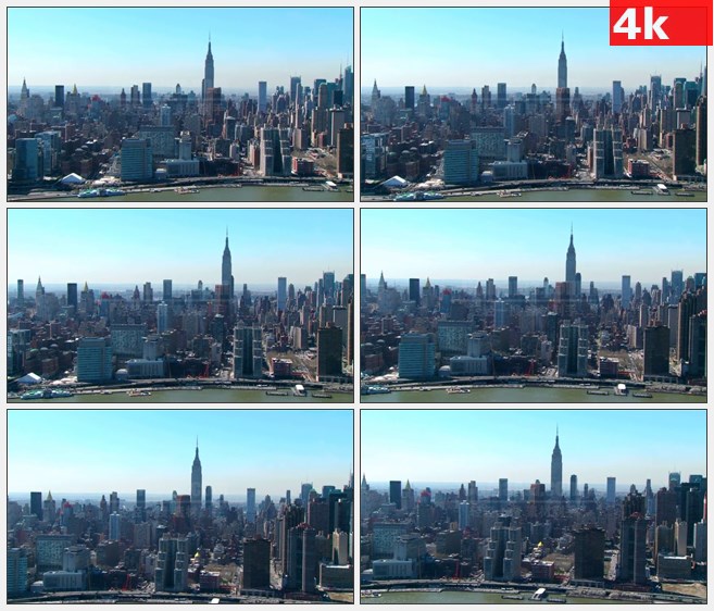 4K1143美国帝国大厦和天际线的鸟瞰图高清实拍视频素材