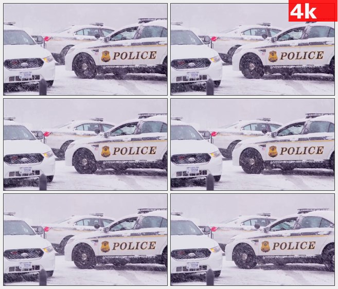 4K1146美国冬天警车暴风雪高清实拍视频素材