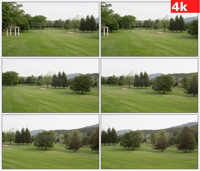 4K1108绿色草地白色凉亭田园自然美景高清实拍视频素材