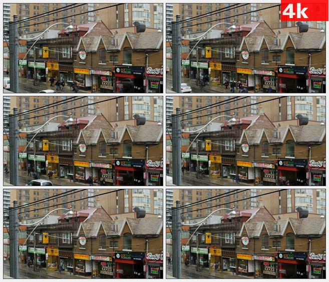 4K1152美国多伦多唐人街雨天下雨高清实拍视频素材