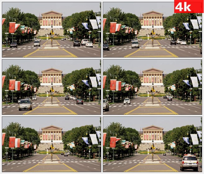 4K1161美国费城艺术博物馆学院正面高清实拍视频素材