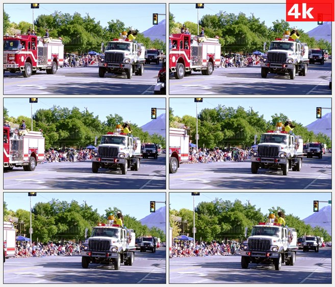 4K1173美国街道节日彩车游行卡通形象高清实拍视频素材