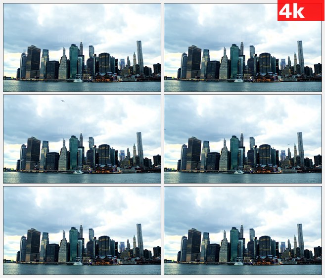 4K1194美国纽约市曼哈顿城市全貌蓝天高清实拍视频素材