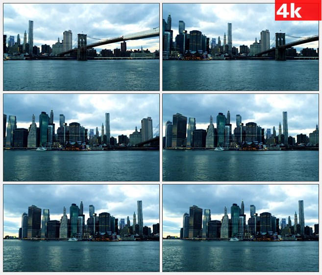 4K1195美国纽约市曼哈顿跨江大桥高清实拍视频素材