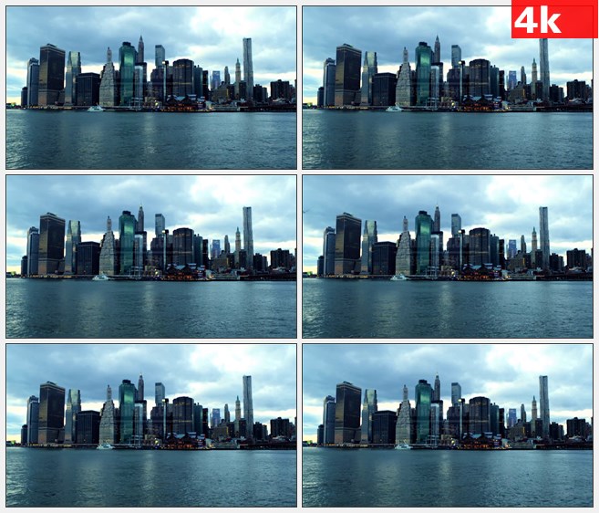 4K1197美国纽约市曼哈顿天际线城市全貌高清实拍视频素材