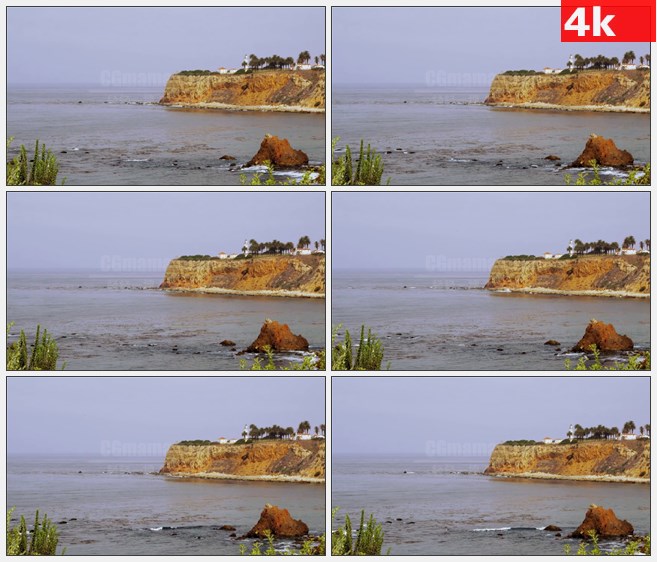4K1227朦胧天空海岸线海水高清实拍视频素材