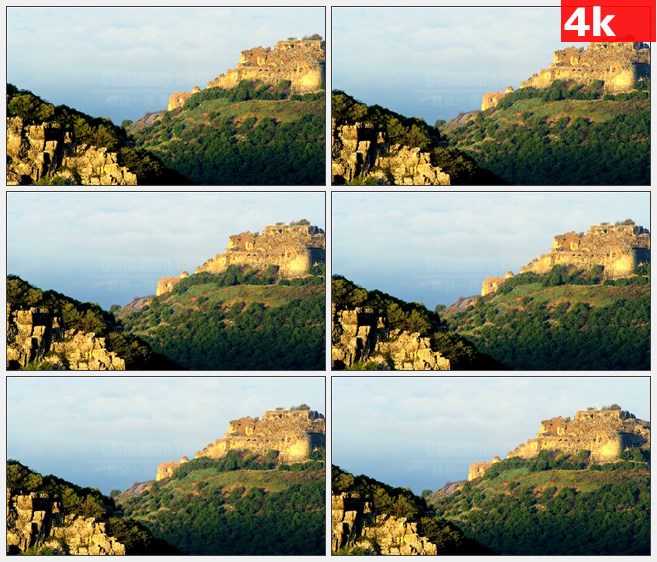 4K1236弥散光闪耀城堡树林高清实拍视频素材