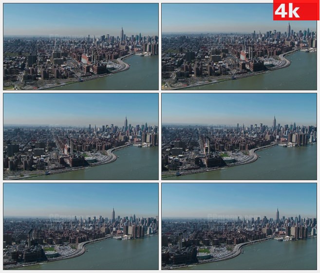 4K1257鸟瞰美国曼哈顿城市面貌车流高清实拍视频素材