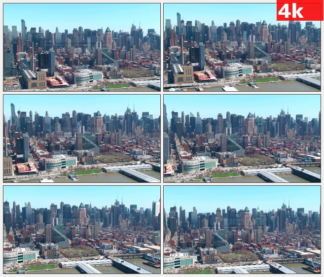 4K1258鸟瞰美国曼哈顿的天际线城市风光高清实拍视频素材