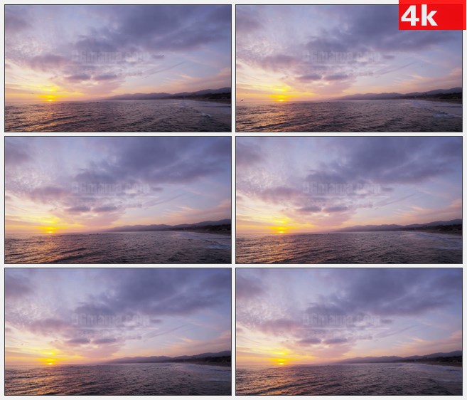 4K1259宁静美丽的加州海滩美景高清实拍视频素材