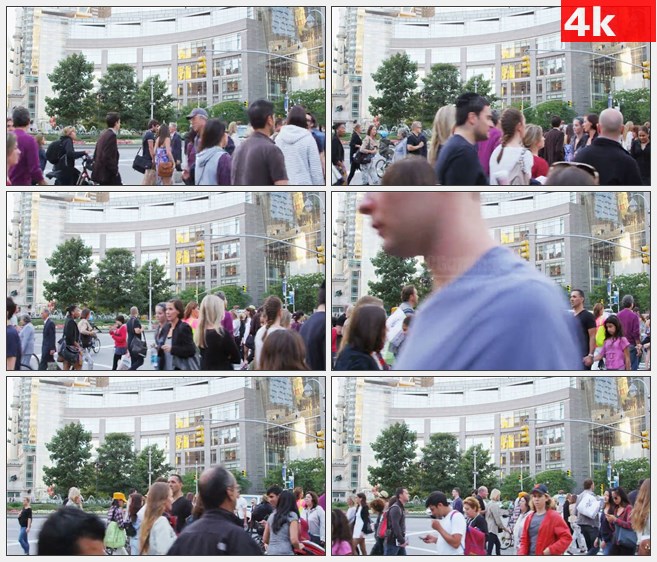 4K1264纽约街头的人流美国人高清实拍视频素材