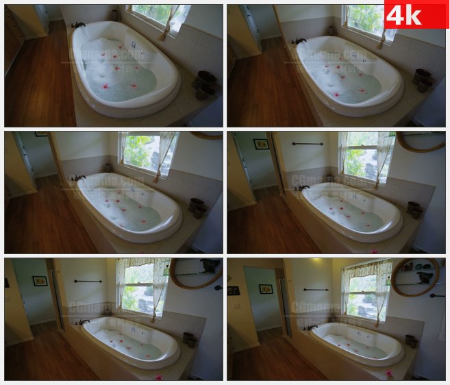 4K1335热水澡浴缸泡泡浴花瓣高清实拍视频素材