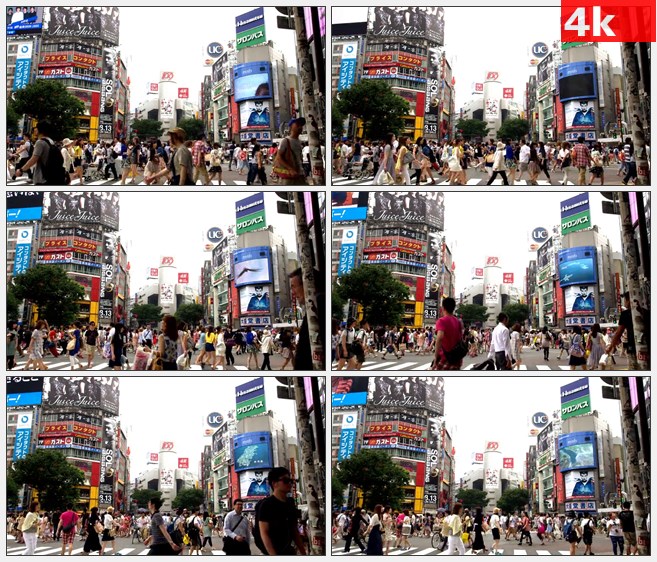 4K1340日本东京十字路口繁华街道行人高清实拍视频素材