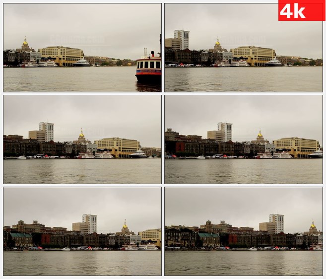 4K1341萨凡纳河边河流游轮高清实拍视频素材