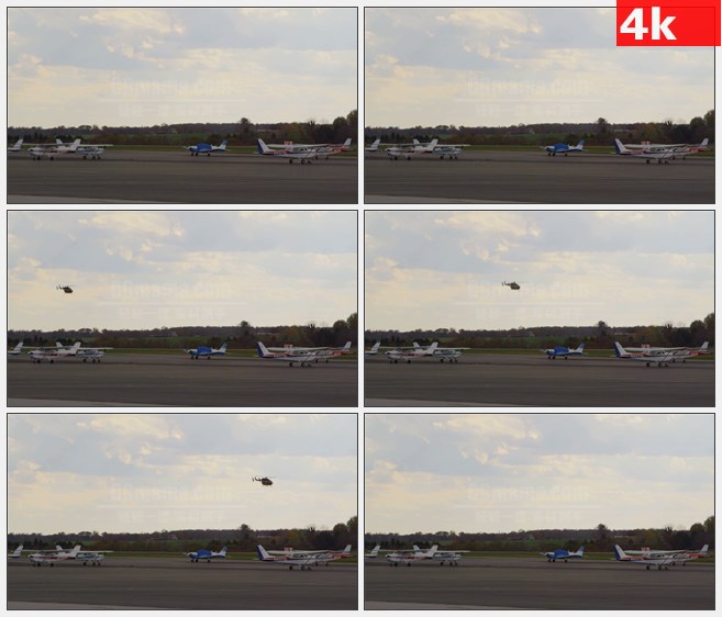 4K1390私人直升机飞机场高清实拍视频素材