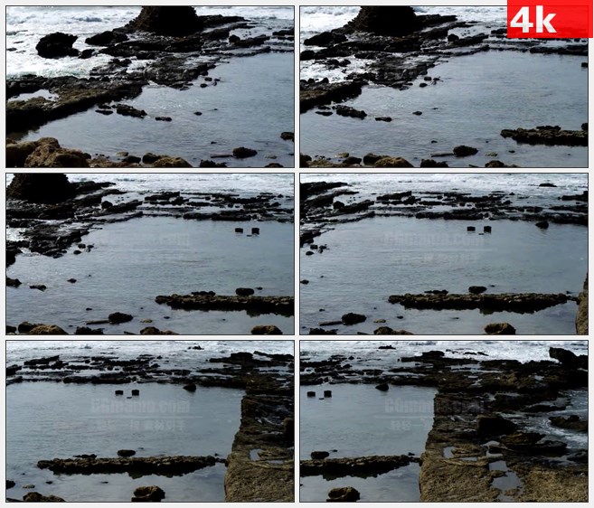 4K1405天然游泳池礁石海岸线高清实拍视频素材