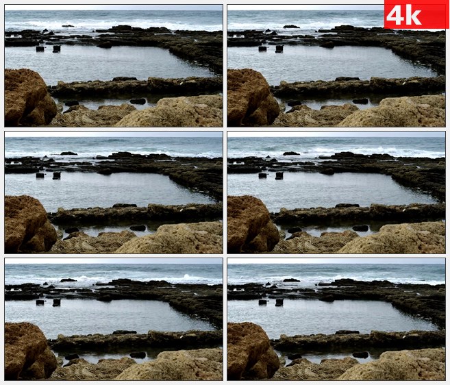 4K1406天然游泳池在海岸海边高清实拍视频素材