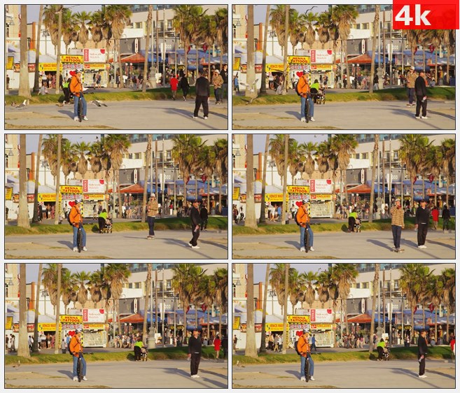 4K1426威尼斯海滩的自行车高清实拍视频素材