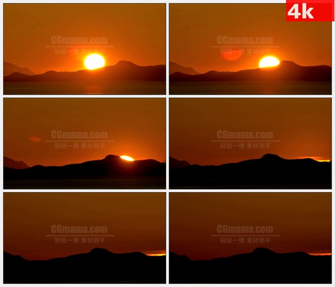4K1436夕阳太阳落山温暖光芒远山自然美景高清实拍视频素材