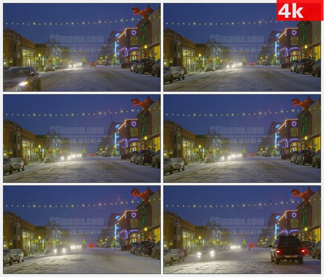 4K1444下雪的街道高清实拍视频素材