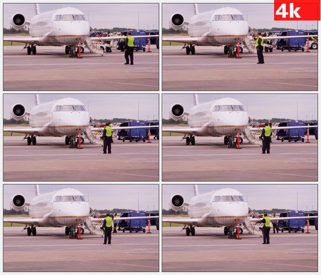 4K1450小飞机在机场装载货物高清实拍视频素材