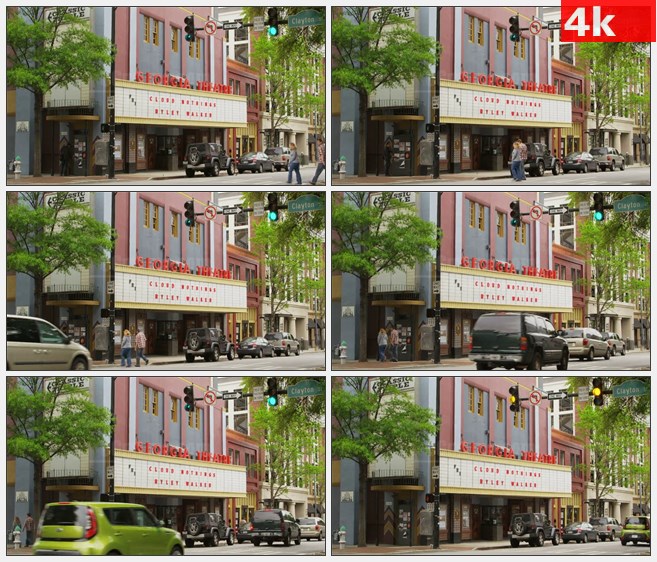 4K1461雅典的乔治亚州老剧院外交通信号灯行人高清实拍视频素材