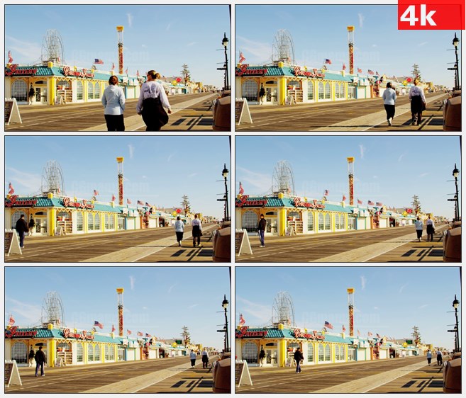 4K1471阳光明媚的海滨游客高清实拍视频素材