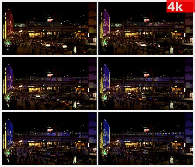 4K1486夜晚东京街头马路行人街道高清实拍视频素材