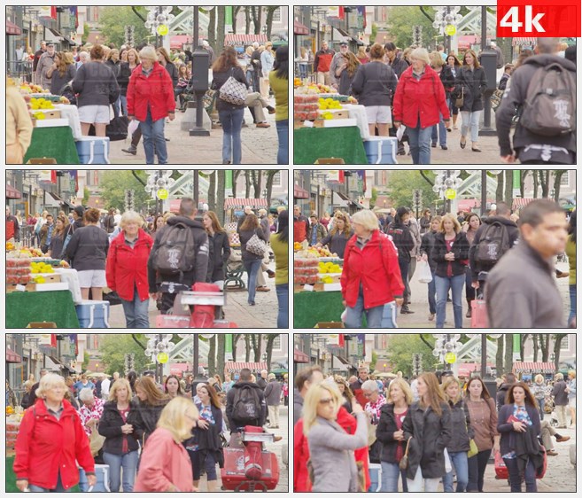 4K1534在波士顿街头上的人们欧美美国高清实拍视频素材