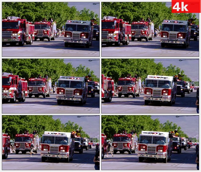 4K1541在游行的应急车辆彩车高清实拍视频素材