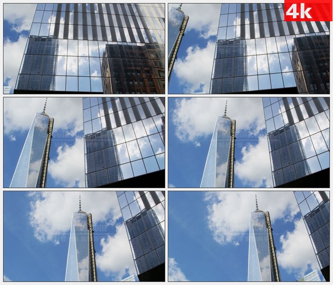 4K1553自由塔高楼大厦反光玻璃墙高清实拍视频素材