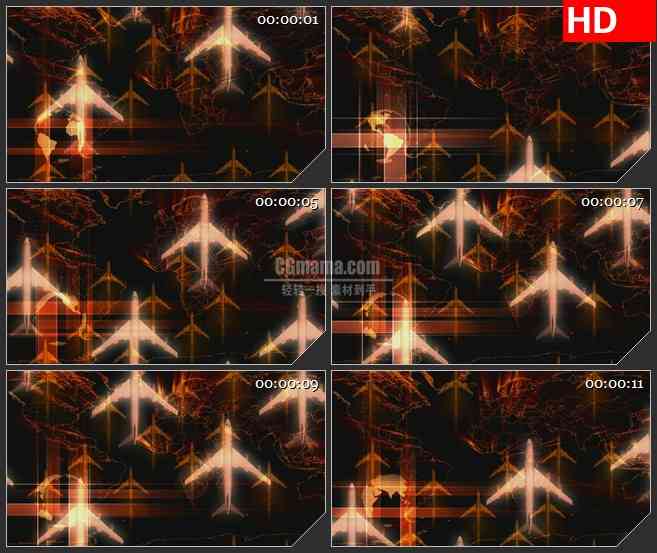 BG0837-地球旅游飞机客机高清led大屏合成背景视频素材
