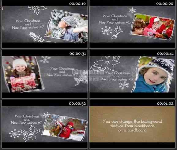 AE1663 圣诞节新年家庭相片展示模板