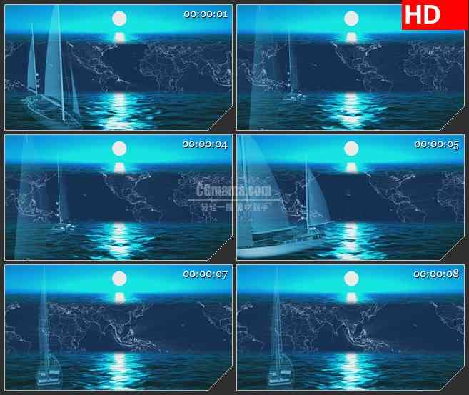 BG0857-木船湖泊环游世界高清led大屏背景视频素材