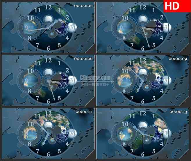 BG1052-世界钟表地球时间高清led大屏视频背景素材